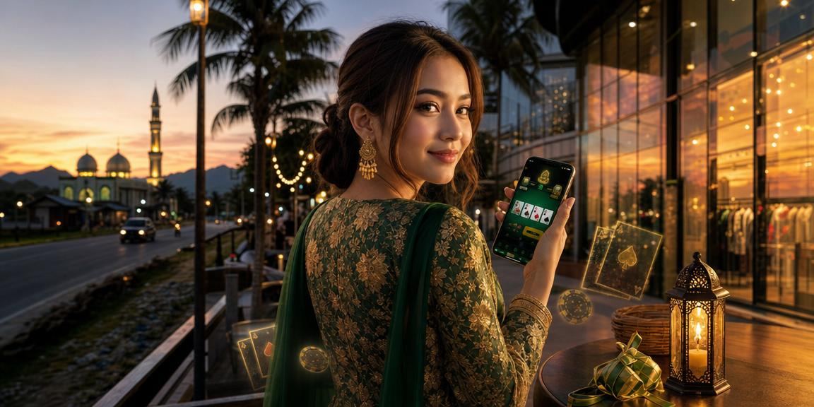 Suasana permainan kad dan hiburan semasa Hari Raya di Malaysia